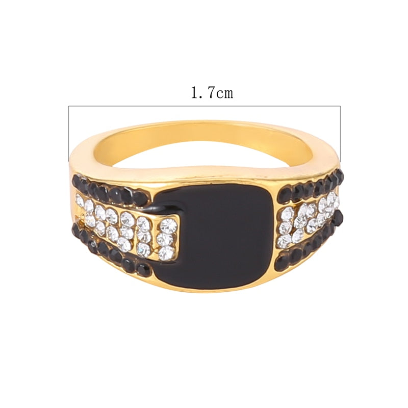 Gold Color Creative Hip-Hop Ring For Men Punk Style Inlaid Zircon Party Punk Motor Biker Rings Fashion Jewelry Gift-men ring-All10dollars.com