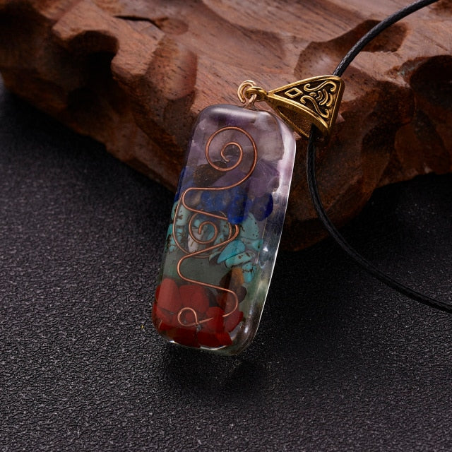 Orgonite Natural Stone Pendant Rope Chain Necklace Meditation Jewelry-NC20Y0436-2-All10dollars.com